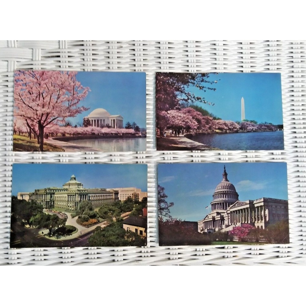 (4) Vintage 1960s POSTCARDS WASHINGTON DC Landmarks Monuments Capitol Memorial